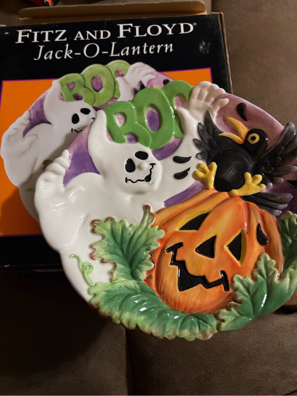 Fitz and Floyd Jack-O-Lantern Halloween plate New in Box